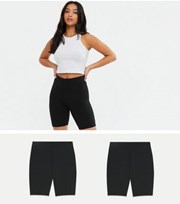 New Look Petite 2 Pack Black Cycling Shorts
